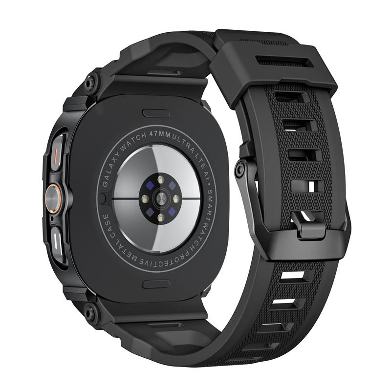 Metal Case+Strap for Samsung Galaxy Watch Ultra 47mm Strap Silicone Breathable Strap Replacement Band for Samsung Galaxy Ultra 2025/2024 Correa