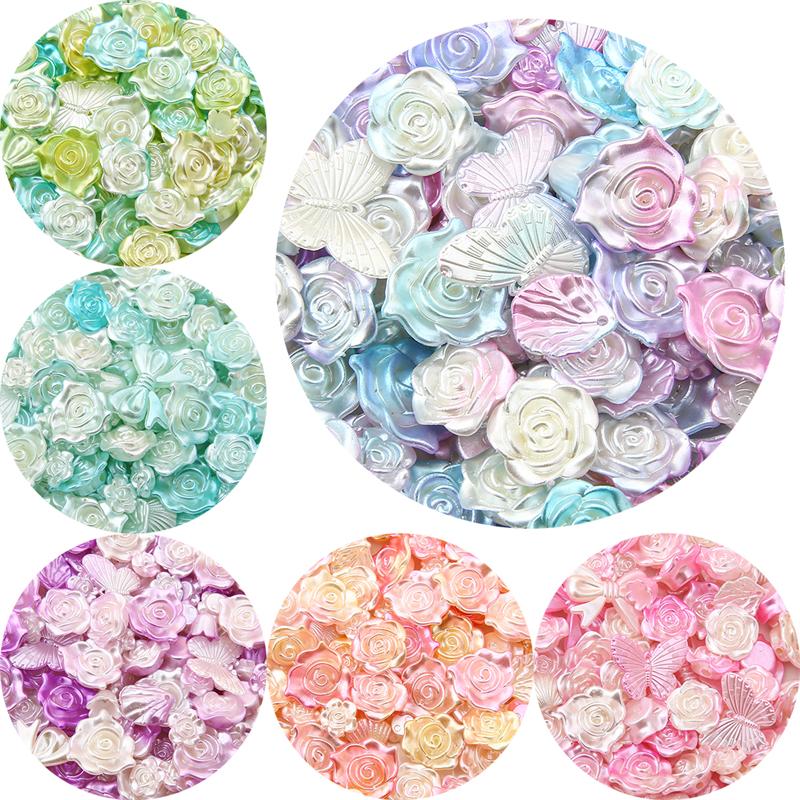 20g/pose Super Flott Kremgradient Rose Sløyfe Perlebesatt DIY Armbånd Halskjede Dekorative Håndtilbehør