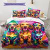 Colorful Dachshund Pattern Bedding Home Decoration Birthday Gift (1 * duvet cover + 2 * pillowcase, without core)