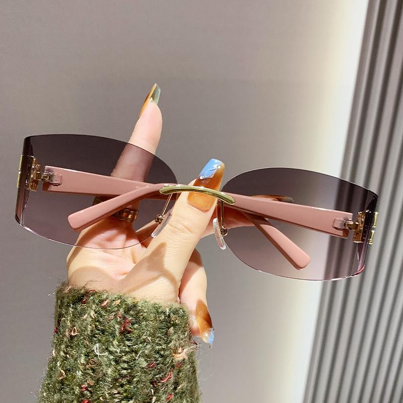 New Frameless Uv Sunglasses High-end Trendy Glasses Personalized Retro Sunglasses 90301