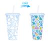 700ml 710ml 24oz Cold Color Changing Plastic Easter Cup with Lid and Straw