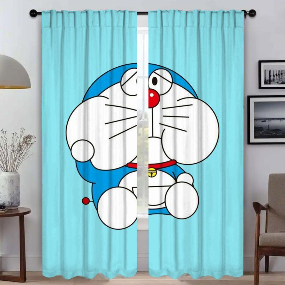 Doraemon Zasłona Zaciemniająca do Pokoju 2 Panele Zasłony Wnętrza Domu Tiul do Sypialni Dekoracja Halloween Przegroda Żaluzje Salon