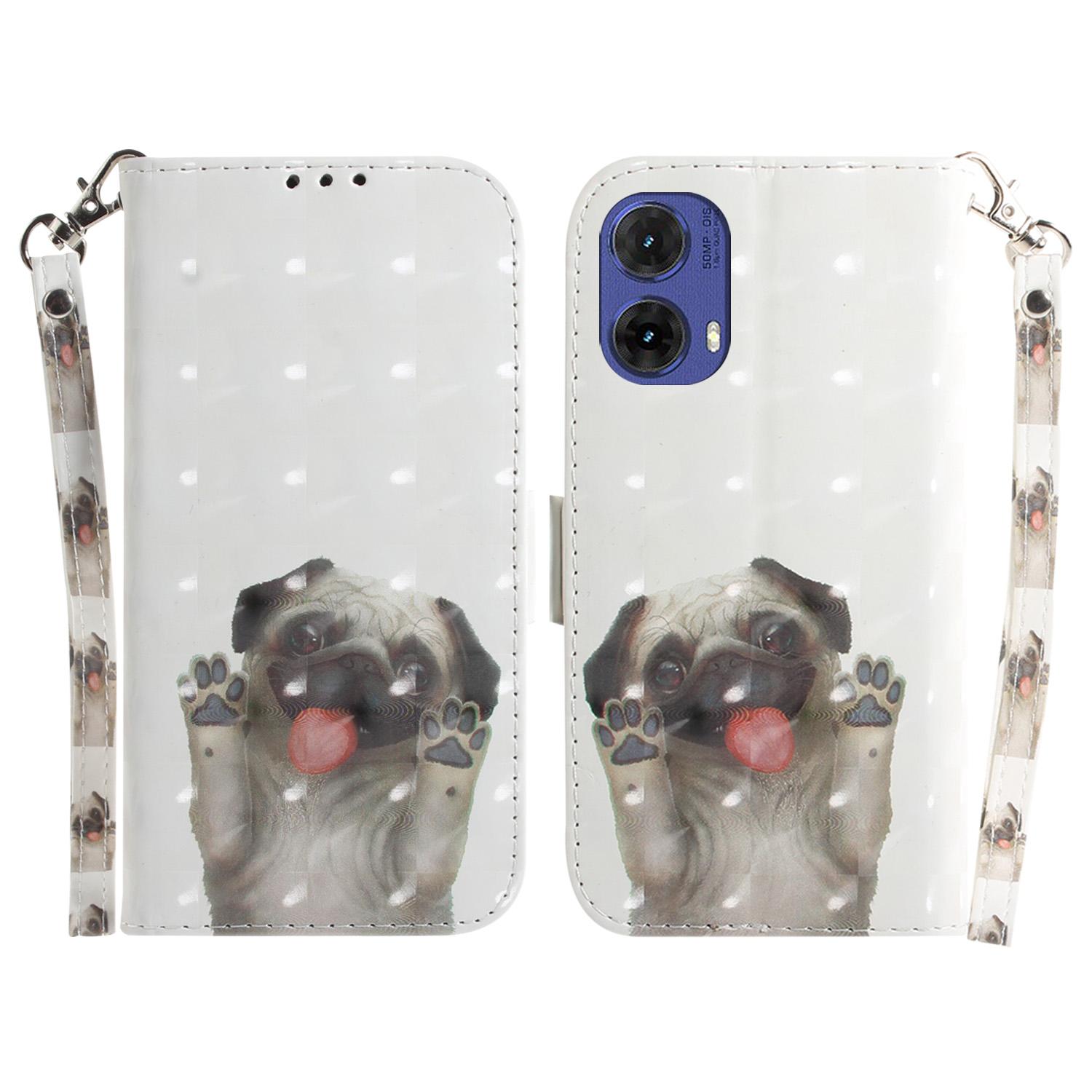 

For Motorola Moto G85 5G/S50 Neo 5G Wholesale Phone Case Wallet Leather Phone Stand Cover with Pattern Printing Pug