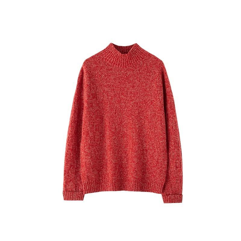 Half Turtleneck Cardigan for Women In Autumn and Winter New Loose and Versatile Cashmere Knitted Base Shirt Fashionable Versatile Thick Sweater