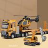 Simuation Engineering Truck Trailer Model Car Helicopter Set Boy Diecast Vehicle Car Toy For Boys Girls Kids