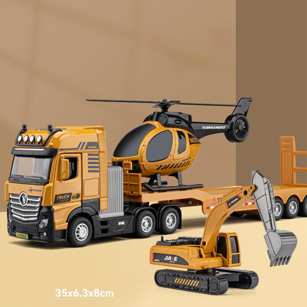 Simulație Inginerie Camion Remorcă Model Mașină Set Elicopter Băiat Vehicul Diecast Mașină Jucărie Pentru Băieți Fete Copii