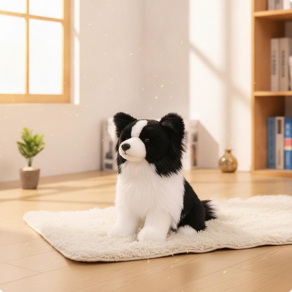 Border Collie Stuffed Animal Dog Realistic Border Collie Stuffed Animal Stuffed Dog with Stuffed Animal Tail Lifelike Soft