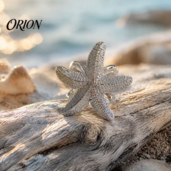 Stylish Gift for Her Starfish Alloy Scarf Buckle, Multi-functional Elegant Ring, Unique Pin Bohemian Ocean Theme Clothing Accessories Daily