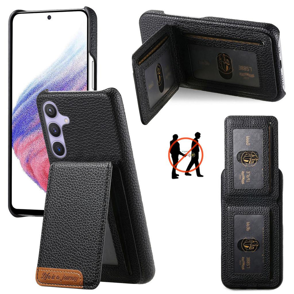 For Samsung Galaxy S25 Case RFID Blocking Card Holder Litchi Texture Leather Back Cover