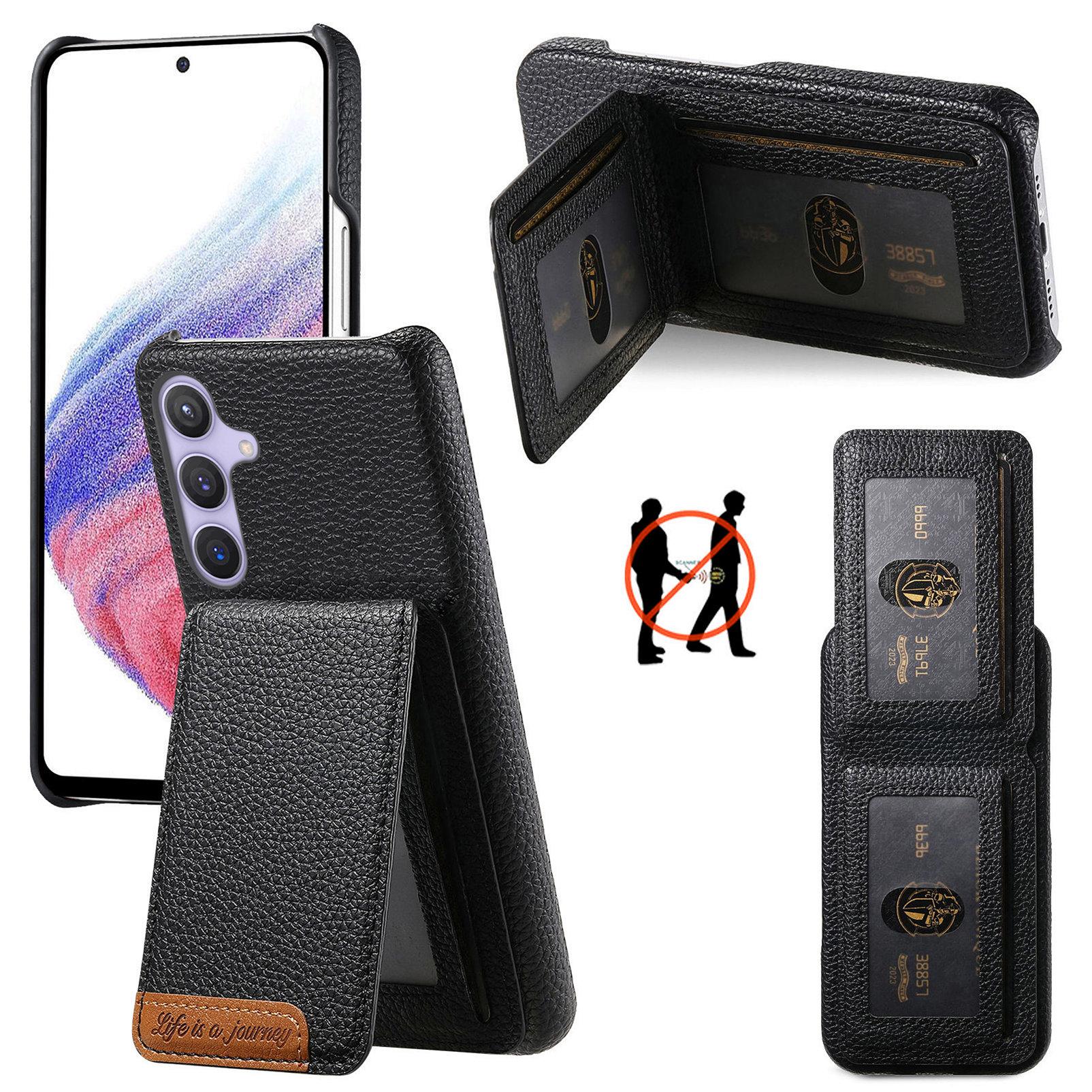 

For Samsung Galaxy A16 4G/5G Case RFID Blocking Card Holder Litchi Texture Leather Back Cover E