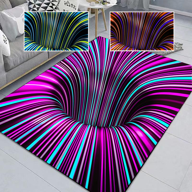 3D Vortex Illusion Carpet Entrance Door Floor Mat Abstract Geometric Optical Doormat Non-slip Floor Mat Living Room Decor Rug
