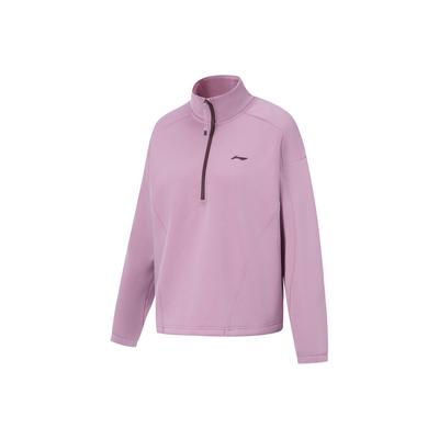 Li Ning Fitness Series Antibacterial Anti-Static Loose Fit Stand Collar Logo Sweatshirt Women Sweatshirt AWDVF82-1