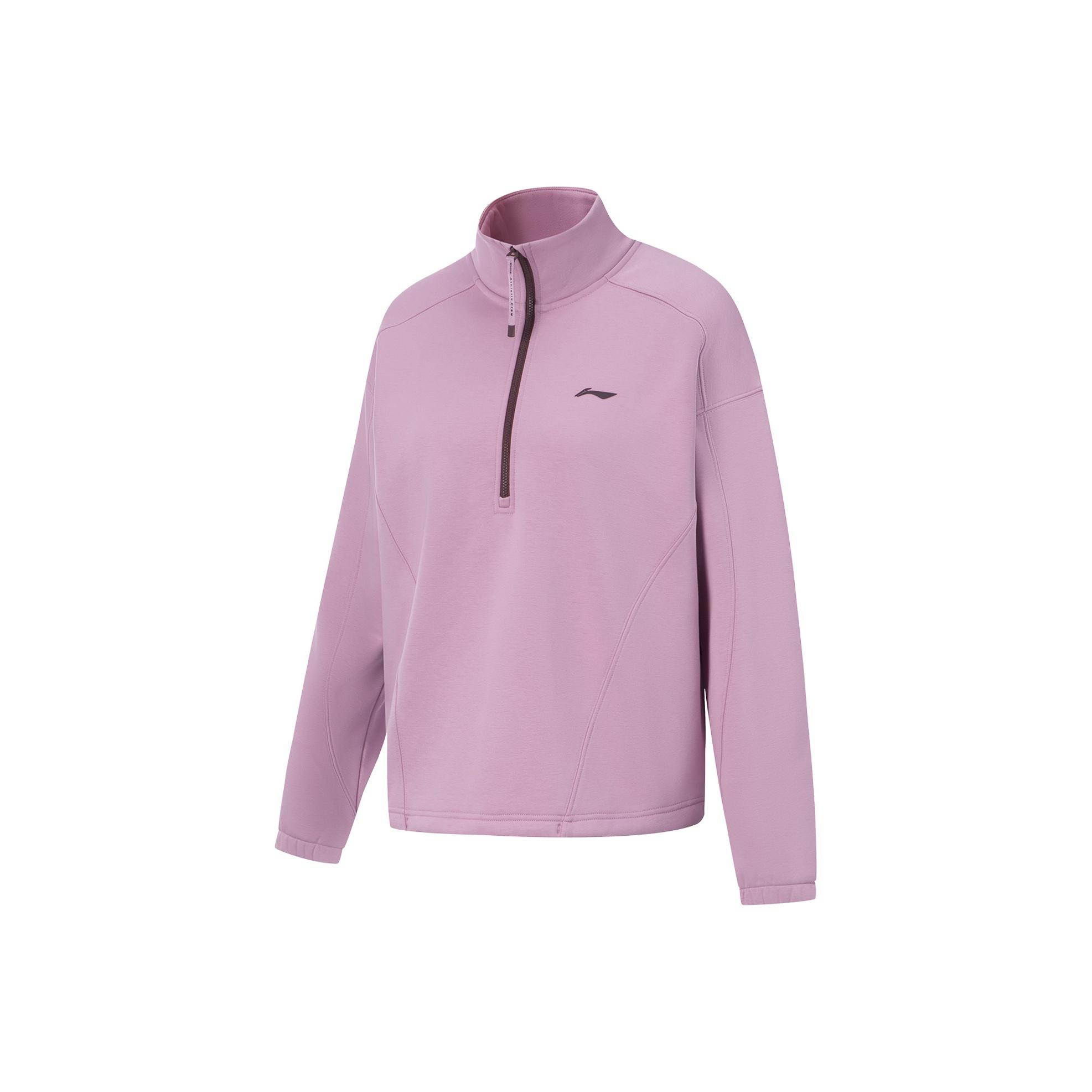 Li Ning Серия Фитнес Антибактериальный Антистатический Свободный Крой Воротник-стойка Логотип Толстовка Женская Толстовка AWDVF82-1 XXL
