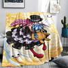 One Piece Character Print Flannel Blanket,High Quality Comfortable for All Seasons,Home Decor,Warmth and Comfort,Perfect for Christmas Gifts