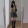 French Hepburn style design shows temperament floral dress women's spring and autumn new black versatile bottom long skirt