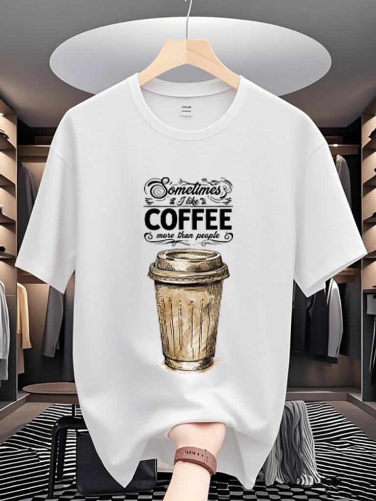 Coffee Graphic print Men TShirt Cotton Vinage Oneck shortsleeved Tee Tshirts Top Unisex casual daily outdoor TShirt Oversized