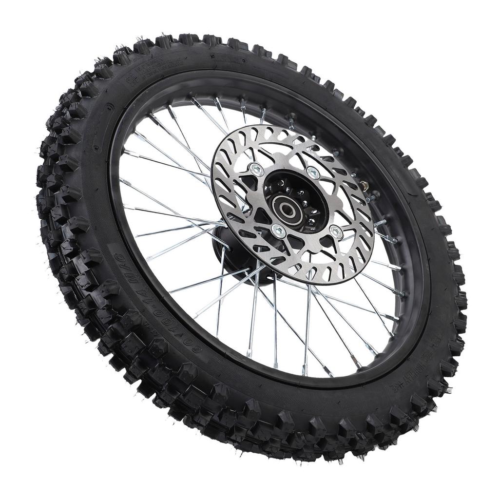 14 Inch Dirt Bike Front Wheel Assembly 60 100 14 2.5 14 Tire Inner Tube 12mm Rim Axle with Brake Rotor for 125 140 150
