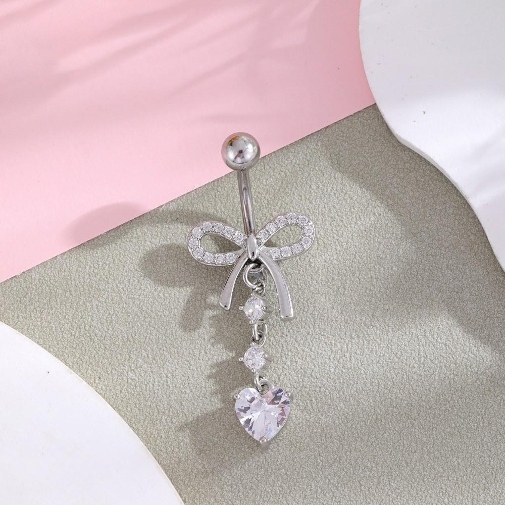 Bow Knot Crystal Zircon Piercing Belly Stainless Steel Belly Rings Butterfly Navel Jewelry  Beach