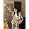 Women Ruffled Neck Polka Dot Ruffle Sleeve Loose Fit Blouse