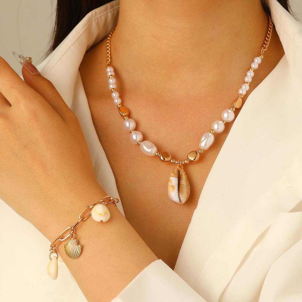 High Quality 2026 Bohemian Heavy Industries Chain Necklace Bracelet Set Ocean Wind Starfish Shell Pendant Accessories
