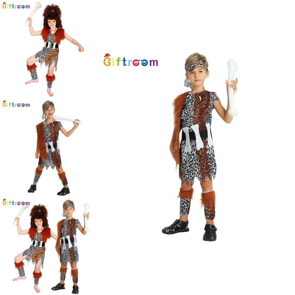 Stunning Polyester American Indian Chief Costume For Kids With Leopard Print Design