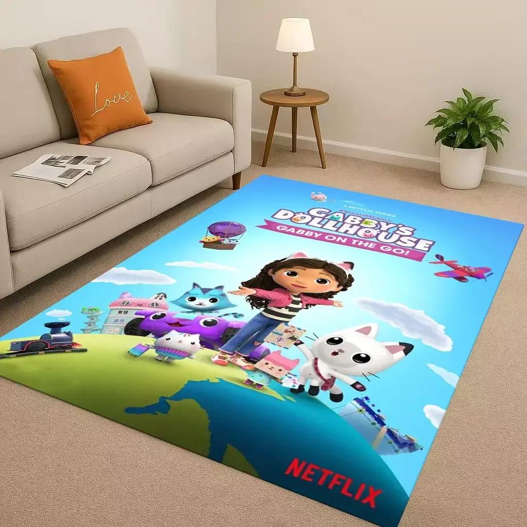Tappeto Kawaii Casa delle Bambole di Gabby Cartone Animato Ragazza Soggiorno Area Antiscivolo Tappeto Morbido per Camera da Letto Sala Giochi e Divano, Zerbino Decorazione Casa