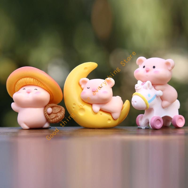 Miniature Pigs Statue Garden Decors Small Resin Pigs Figurine Toy Mini Cake Toppers for Birthday Party Decors Supplies 55KF