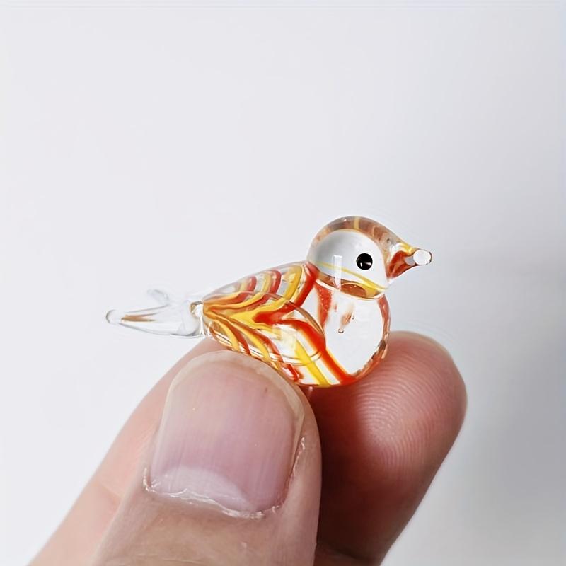 Handmade Mini Glass Bird Figurine Multi-Color Art Decor Ornament Home Desktop Collection Craft Small Animal Glass Statue Gift