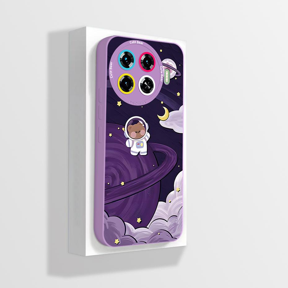 Case For Tecno Spark 20 Pro Plus 4G Phone Cover Cute Astronaut Soft Liquid Silicone Bumper Shell For Tecno Spark20ProPlus Fundas