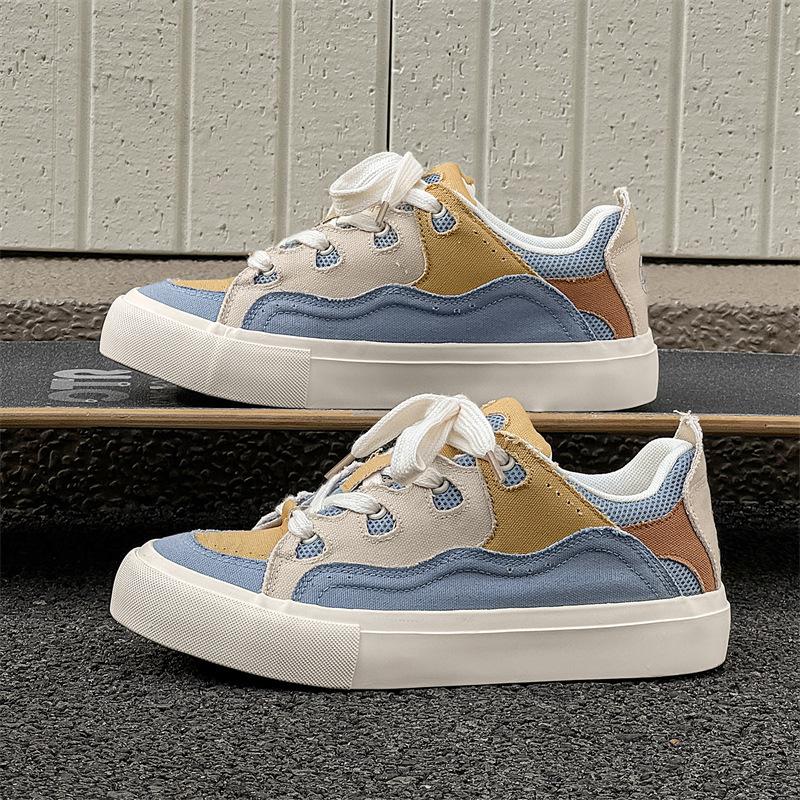 Mode Sommer Herrenschuhe Modetrend Atmungsaktiv Neue Spleißung Lässige Flache Schuhe Nischendesign Canvas Höhenerhöhende Klobige Sneaker