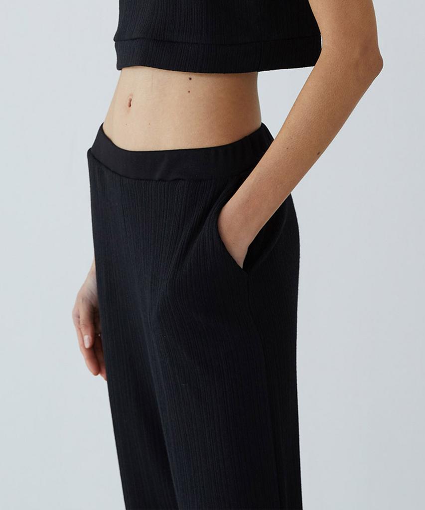 KIMDOH Black Wrinkle Wide Knit Pants