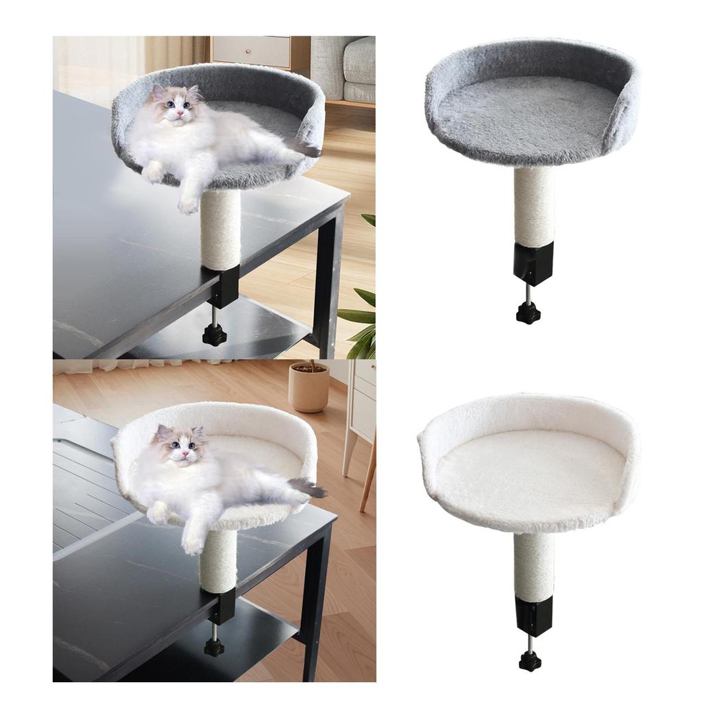 Desktop Cat Bed Round Hammock Easy Assembly Space Saving Soft Elevated Cat Perch for Indoor Cats for Computer Desk Side Table