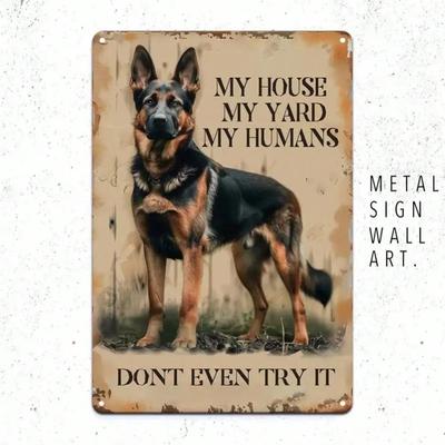 German Shepherd Metal Plaque 8x12 Inch Rustic Guard Sign Yard Home Decor Man Cave Pet Lover Gift