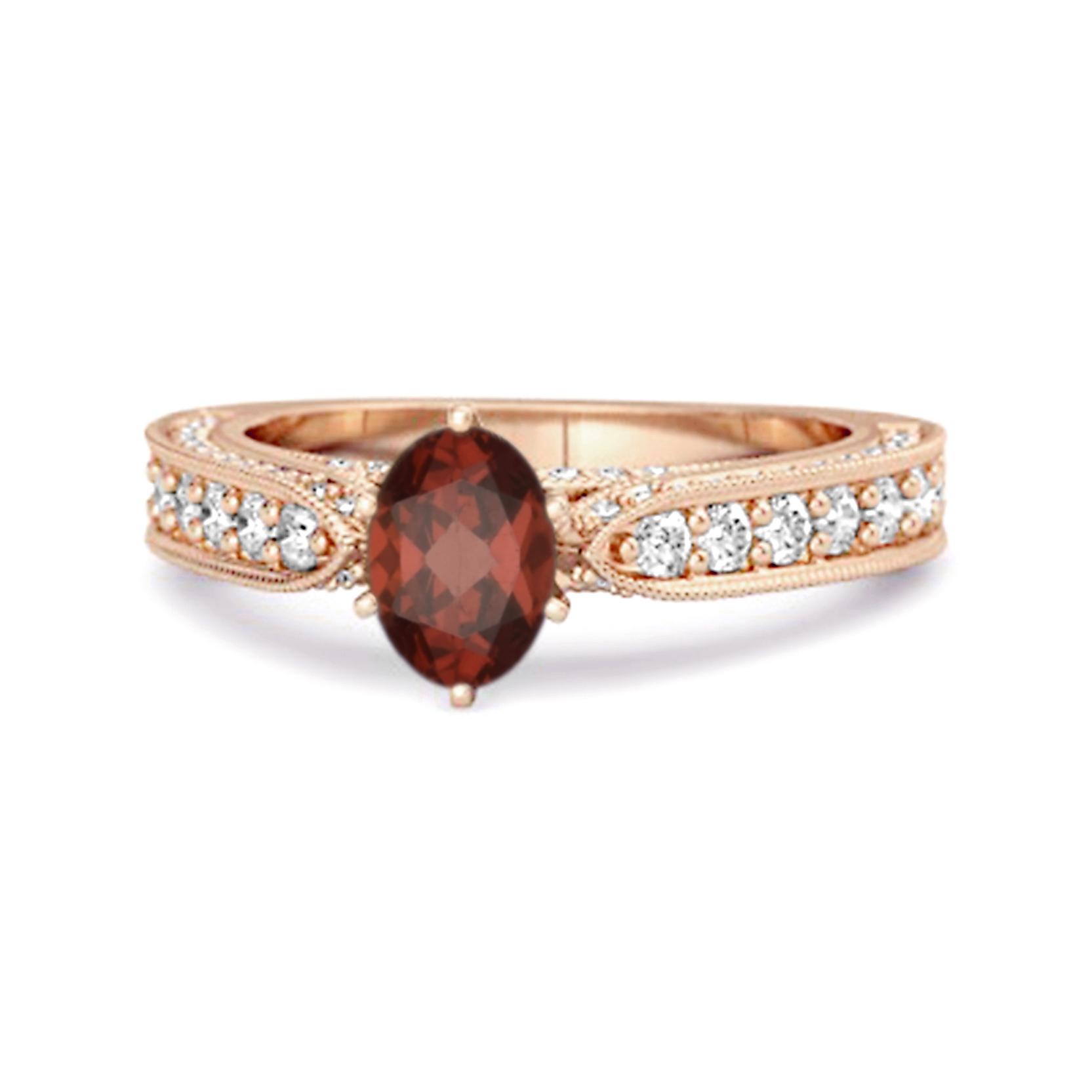 Garnet Tapered Five Stone Ring - 925 Sterling Silver Rose Gold Vermeil 6 ярко-розовый