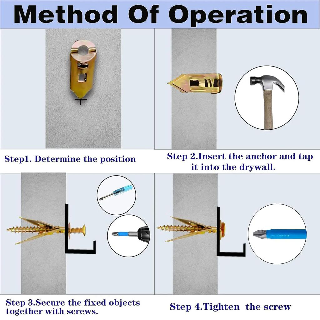 Self Drilling Drywall Anchors Expansion Screws Gypsum Board Cement Board Expansion Nails 12x30/40mm Carbon Steel Galvanized