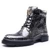 New Men's British Leather Boots Large Size Imitation Snake Print Discoloration Martin Shoes Men's Casual Boots