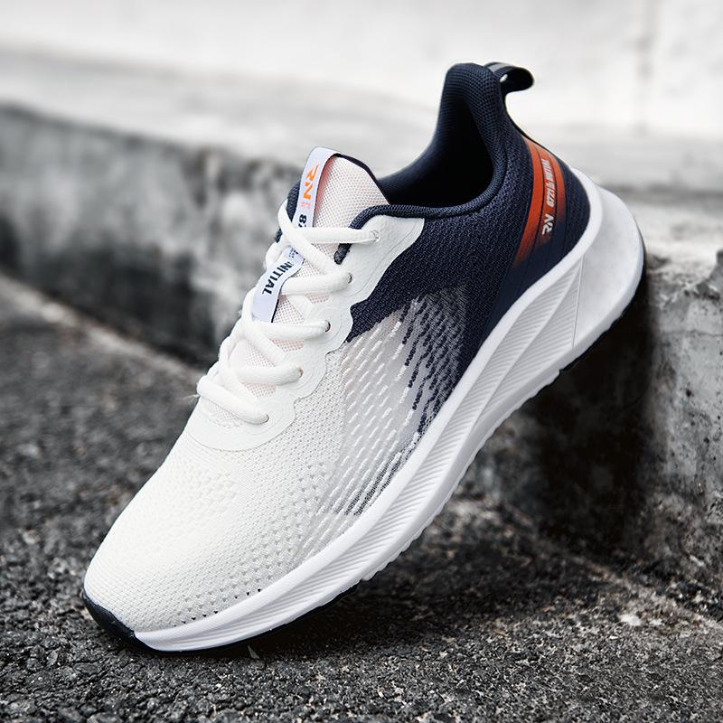 Men's shoes 2025 trendy new sports and leisure thin breathable student mesh lightweight height increase flying woven running trendy shoes