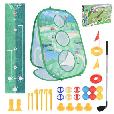 Golf Oyun Matı Seti Atma Vurma Kiti Taşınabilir Golf Alıştırma Seti 3'ü 1 Arada Çocuklar için Açık Hava İç Mekan Golf Alıştırması Golf