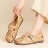 Johnature Flat Heel Soft Soled Sandals Hollow-out Breathable Genuine Leather Retro Hole Women's Shoes