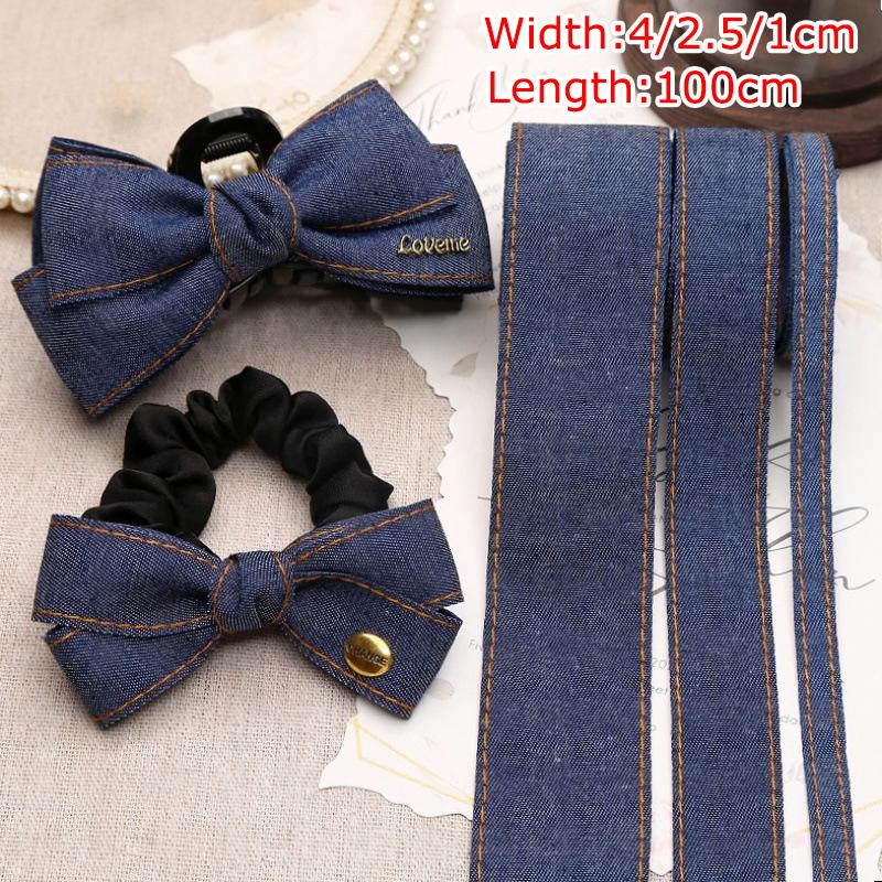 1Roll Versatile Hair Accessories Dark Blue Bag Straps Cowboy Webbing Creative Handicrafts DIY Gift Packaging