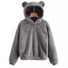 European and American-style Winter/fall Plush Hoodie with Rabbit Ear Design, Warm and Stylish Sweatshirt