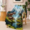 Dinosaur Forest Flannel Fleece Blanket Prehistoric Animal Throw Blanket Jungle Adventure Pattern Soft Cozy Blanket