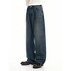 Jeans Autunnali a Gamba Dritta da Uomo Lavati Casual alla Moda di Marca Senso del Design High Street, Robusti e Belli Retrò con Pieghe a Lunghezza Pavimento