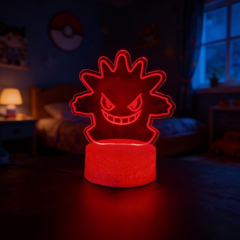 Anime 3D Lamp Signs LED Night Light Gengar Haunter Gastly Luminaria Illusion Sleeping Hone Kids Bedroom Decor Table Lamps Gifts