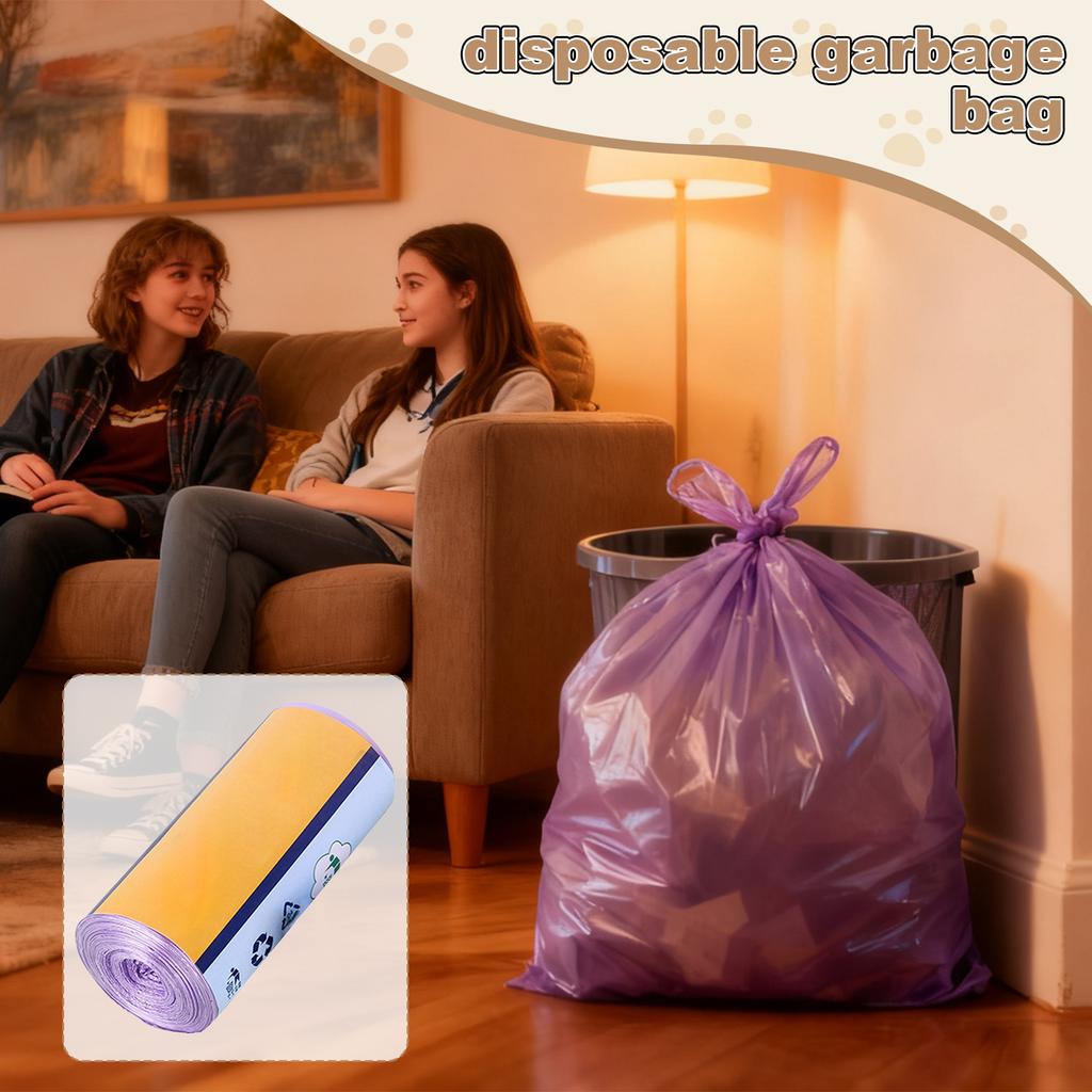 30pcs Disposable Garbage Bags With Rolled Flat Black Plastic Bags For Home Use