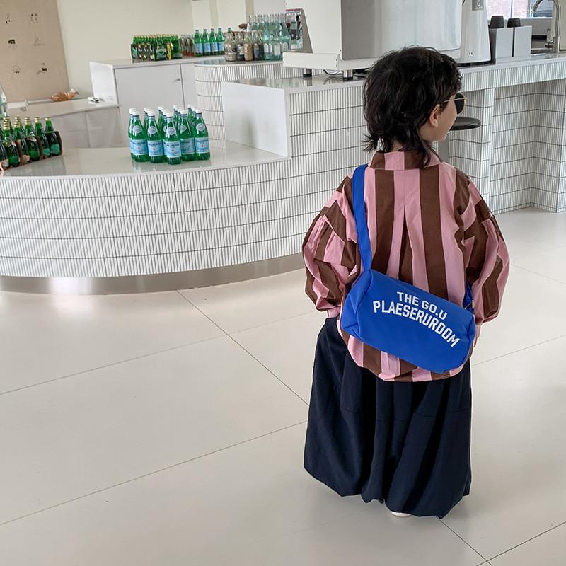 Modern Fashionable Kids Canvas Bag Cool Boys Letter Print Slouchy Crossbody 5l Capacity