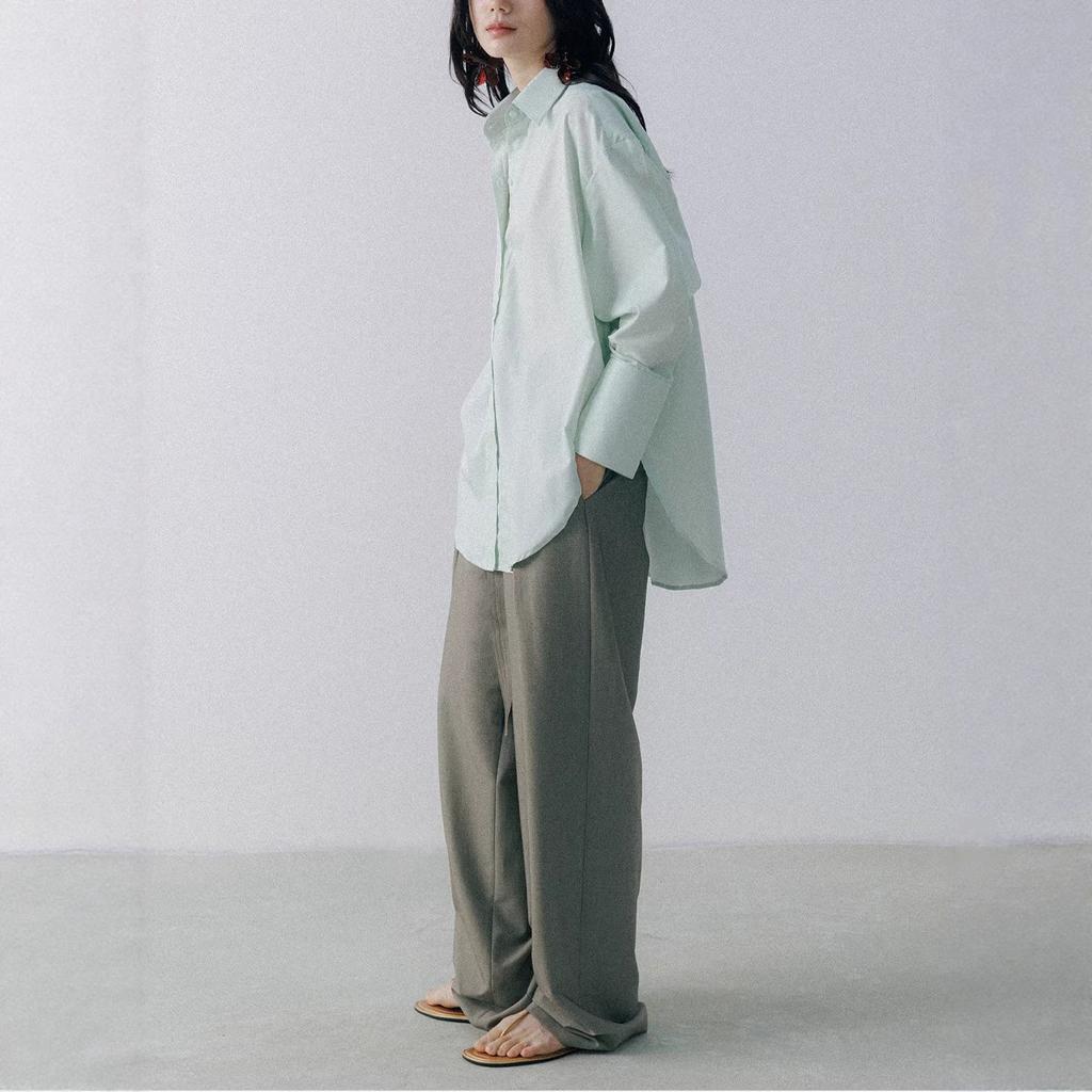 Mint Mambo, stylish minimalist and cool anti-wrinkle loose silhouette long-sleeved shirt women