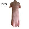 Women Plus Size Embroidery Lace Splice Dress O neck Short Sleeve High Waist Hip Wrapped Fishtail Gown Dress