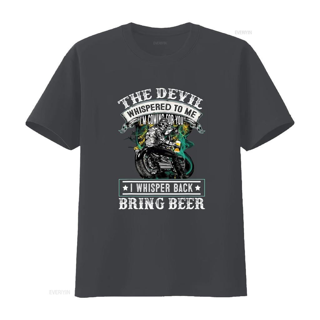 Il Diavolo mi ha Sussurrato Io Sussurro Indietro Porta Birra Biker Amante della Moto Maglietta Divertente Taglia S 5XL vintage Lavata