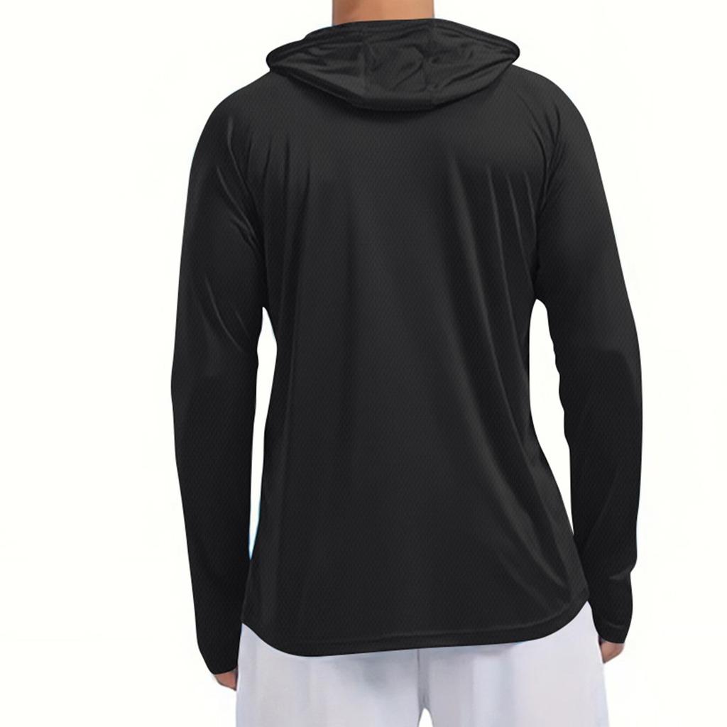 Sports Fitness Men's Hooded Long-Sleeved Sweatshirt, High-Elastic Quick-Drying Running Pullover Top